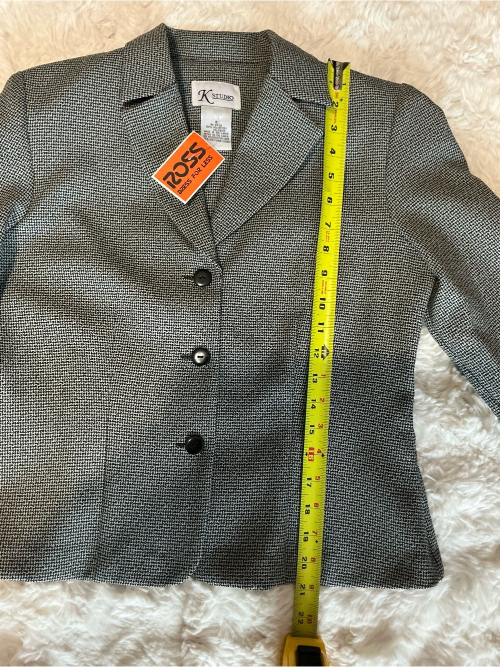 K Studio Gray Textured Button-Front Blazer - Picture 5 of 6